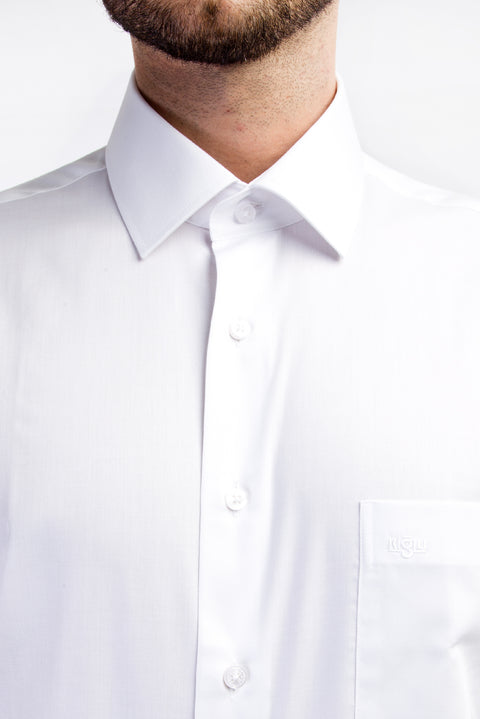 Beyaz Uzun Kol Non Iron Saten Klasik Gömlek