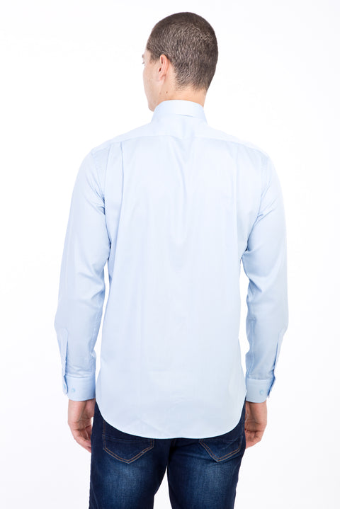 Açık Mavi Uzun Kol Non Iron Saten Klasik Gömlek