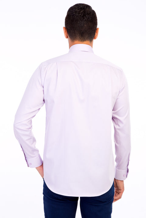 Lila Uzun Kol Non Iron Saten Klasik Gömlek