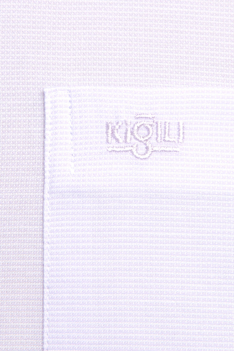 Lila Kısa Kol Desenli Klasik Gömlek