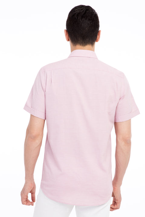 Kırmızı Kısa Kol Desenli Klasik Gömlek