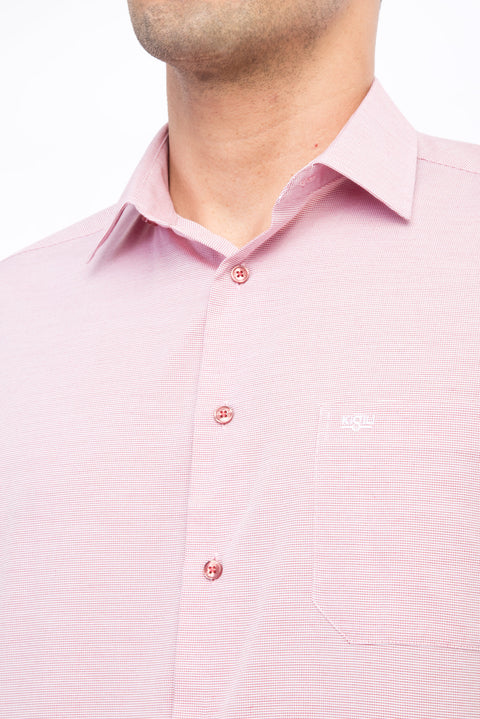 Kırmızı Kısa Kol Desenli Klasik Gömlek