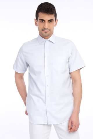  Beyaz K?sa Kol Regular Fit Gömlek-Ki??l?