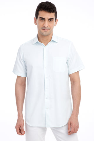  Beyaz K?sa Kol Regular Fit Desenli Gömlek-Ki??l?