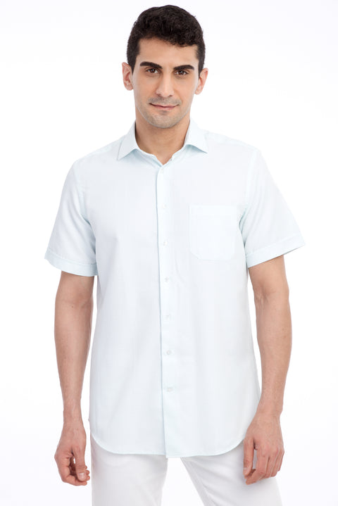 Beyaz Kısa Kol Regular Fit Desenli Gömlek