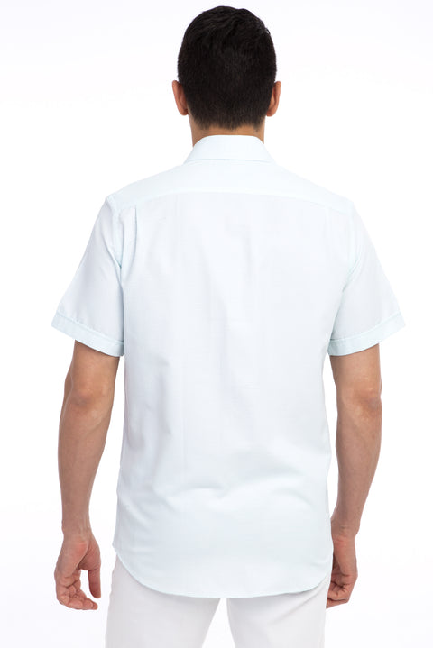 Beyaz Kısa Kol Regular Fit Desenli Gömlek