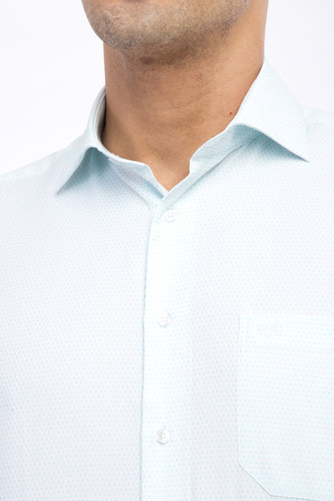 Beyaz Kısa Kol Regular Fit Desenli Gömlek