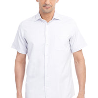 Beyaz Kısa Kol Regular Fit Desenli Gömlek
