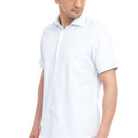 Beyaz Kısa Kol Regular Fit Desenli Gömlek