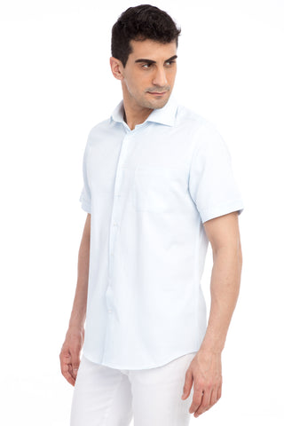  Beyaz K?sa Kol Regular Fit Gömlek-Ki??l?