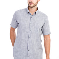 Black Short Sleeve Regular Fit Patterned Cotton Shirt