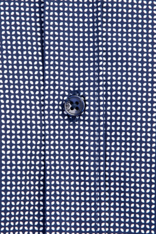  Lacivert Uzun Kol Slim Fit Dar Kesim Desenli Pamuk Gömlek