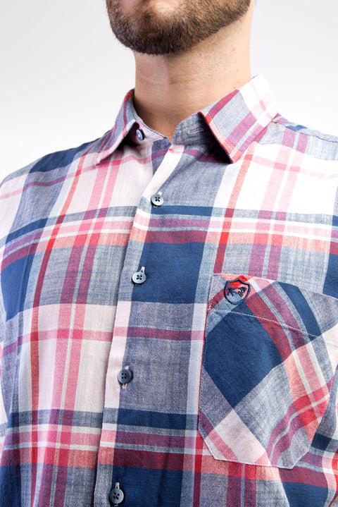 Pembe Kısa Kol Regular Fit Ekose Gömlek