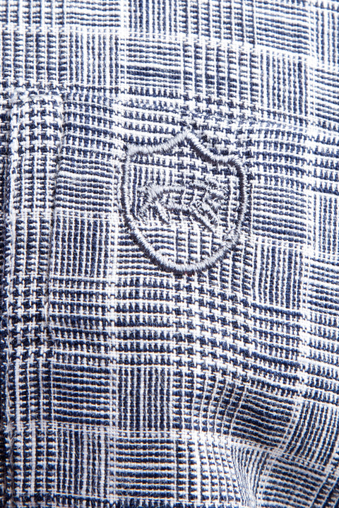 Siyah Kısa Kol Regular Fit Ekose Pamuk Gömlek