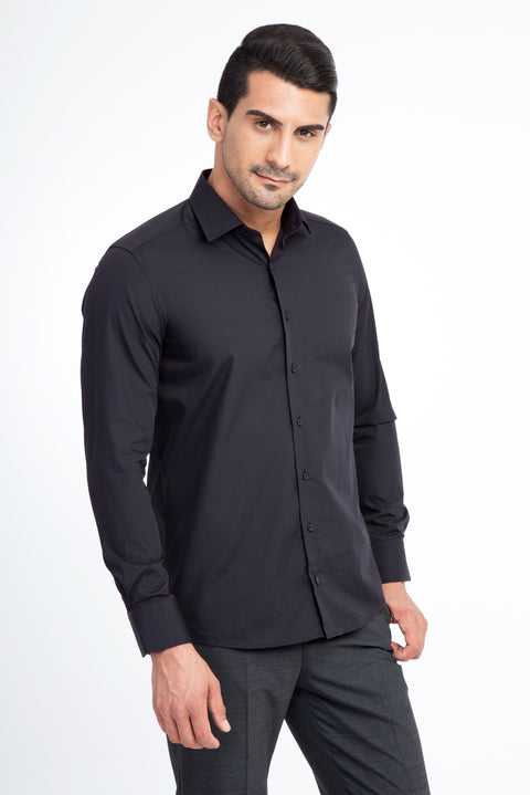 Siyah Uzun Kol Slim Fit Dar Kesim Gömlek