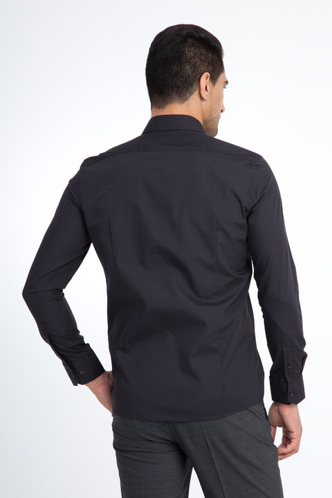 Siyah Uzun Kol Slim Fit Dar Kesim Gömlek