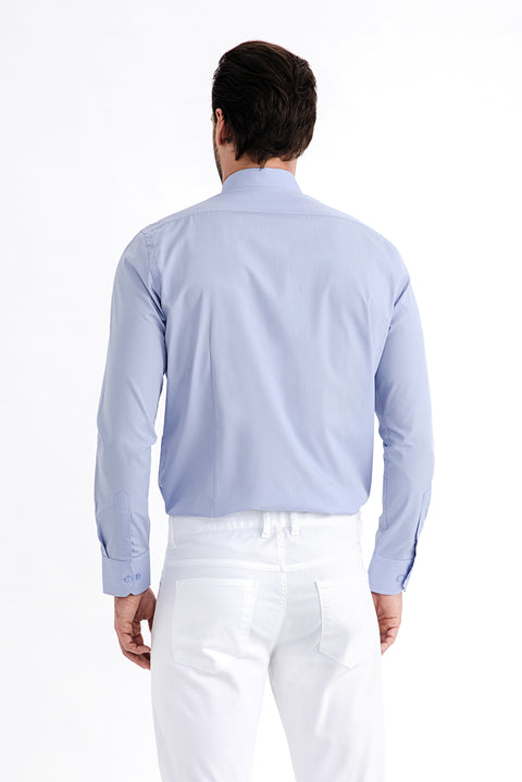 Mavi Uzun Kol Slim Fit Dar Kesim Gömlek