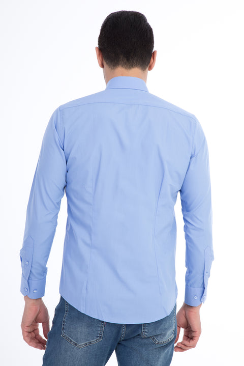 Mavi Uzun Kol Slim Fit Dar Kesim Gömlek