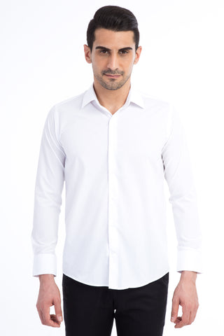  Beyaz Uzun Kol Slim Fit Dar Kesim Gömlek
