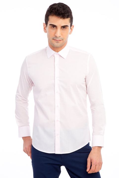 Pembe Uzun Kol Slim Fit Dar Kesim Gömlek