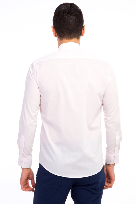 Pembe Uzun Kol Slim Fit Dar Kesim Gömlek