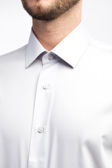 Açık Gri Uzun Kol Non Iron Saten Slim Fit Dar Kesim Gömlek