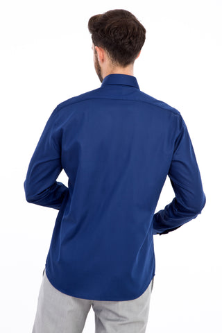  Lacivert Uzun Kol Non Iron Saten Slim Fit Dar Kesim Gömlek