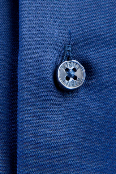 Lacivert Uzun Kol Non Iron Saten Slim Fit Dar Kesim Gömlek