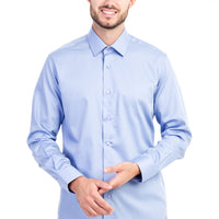 Mavi Uzun Kol Slim Fit Dar Kesim Non Iron Saten Gömlek