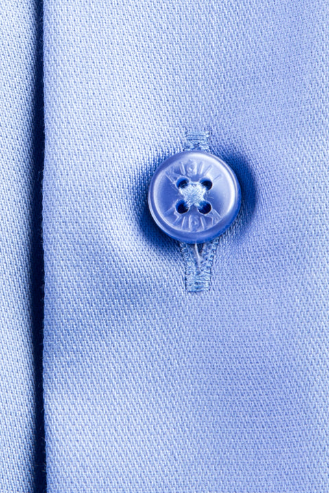 Mavi Uzun Kol Slim Fit Dar Kesim Non Iron Saten Gömlek