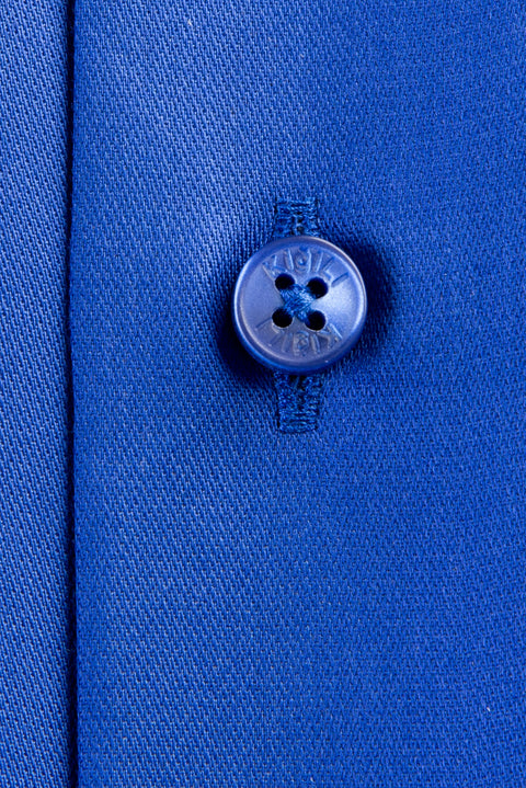 Mavi Uzun Kol Slim Fit Dar Kesim Non Iron Saten Gömlek