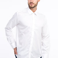 Beyaz Uzun Kol Non Iron Slim Fit Dar Kesim Saten Gömlek