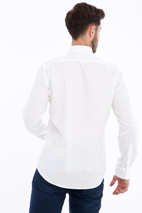 Beyaz Uzun Kol Non Iron Saten Slim Fit Dar Kesim Gömlek