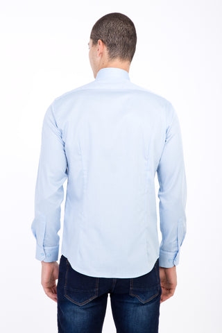  Açık Mavi Uzun Kol Non Iron Slim Fit Dar Kesim Saten Gömlek