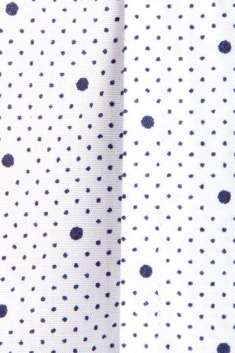 Beyaz Kısa Kol Slim Fit Dar Kesim Desenli Pamuk Gömlek