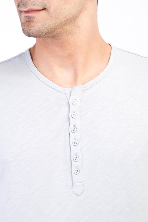 Açık Gri Regular Fit Düğmeli Yaka Pamuk Tişört