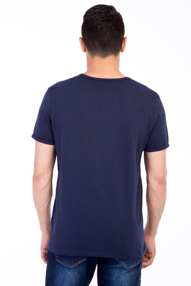 Lacivert Regular Fit Düğmeli Yaka Pamuk Tişört