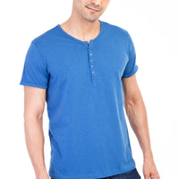 Mavi Bisiklet Yaka Düğmeli Regular Fit Pamuk Tişört