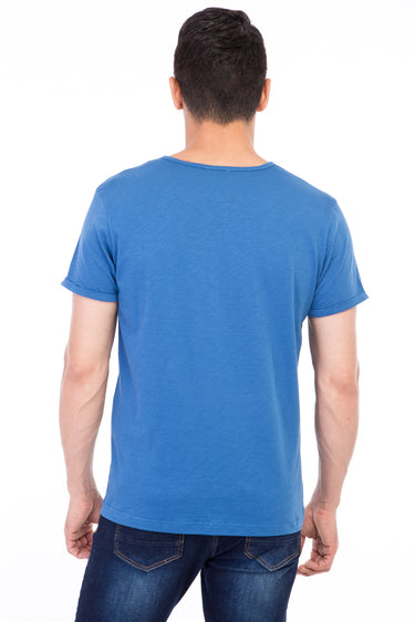 Mavi Bisiklet Yaka Düğmeli Regular Fit Pamuk Tişört