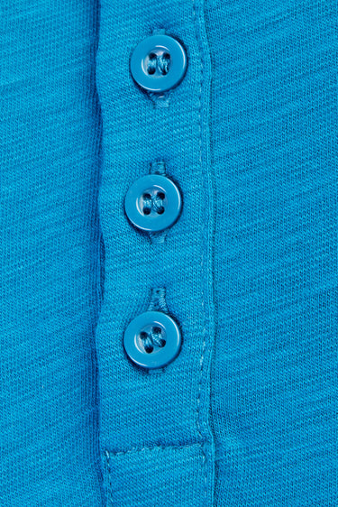 Petrol Regular Fit Düğmeli Yaka Pamuk Tişört