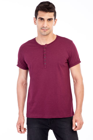  Bordo Regular Fit Düğmeli Yaka Pamuk Tişört