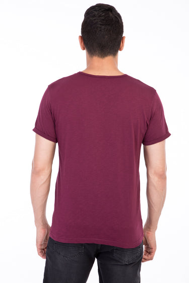  Bordo Bisiklet Yaka Düğmeli Regular Fit Pamuk Tişört