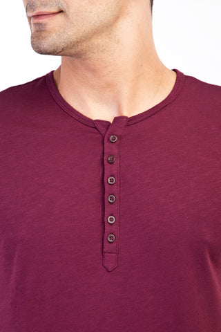  Bordo Regular Fit Düğmeli Yaka Pamuk Tişört