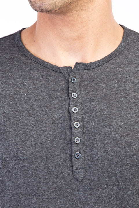 Anthracite Regular Fit Button-Down Collar Cotton T-Shirt
