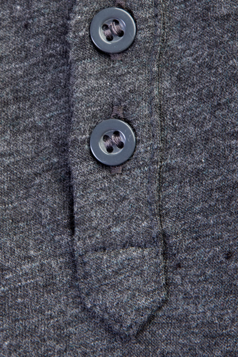 Anthracite Regular Fit Button-Down Collar Cotton T-Shirt