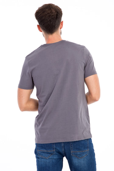  Antrasit Bisiklet Yaka Slim Fit Dar Kesim Baskılı Pamuk Tişört
