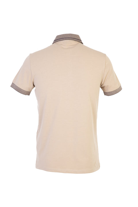 Beige Polo Collar Slim Fit T-shirt