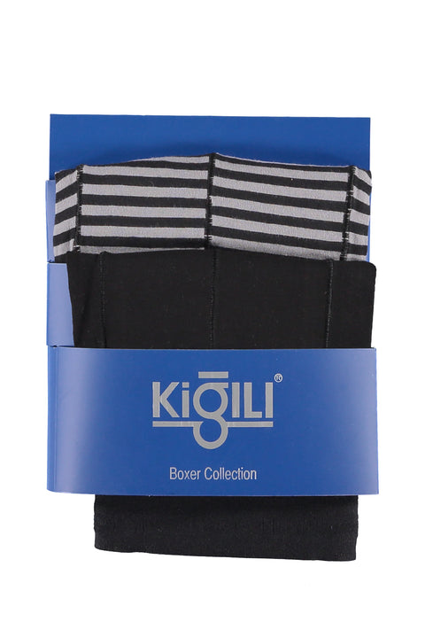 Açık Gri 2'li Çizgili Süprem Boxer Seti