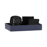 Siyah Düz 3'lü Kemer & Cüzdan & Kartlık Hediye Kutulu Set