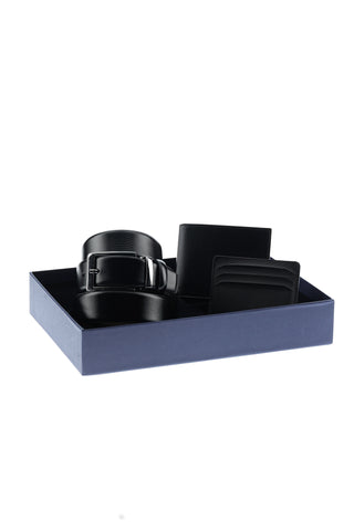  Siyah 3'lü Kemer & Cüzdan & Kartlık Seti